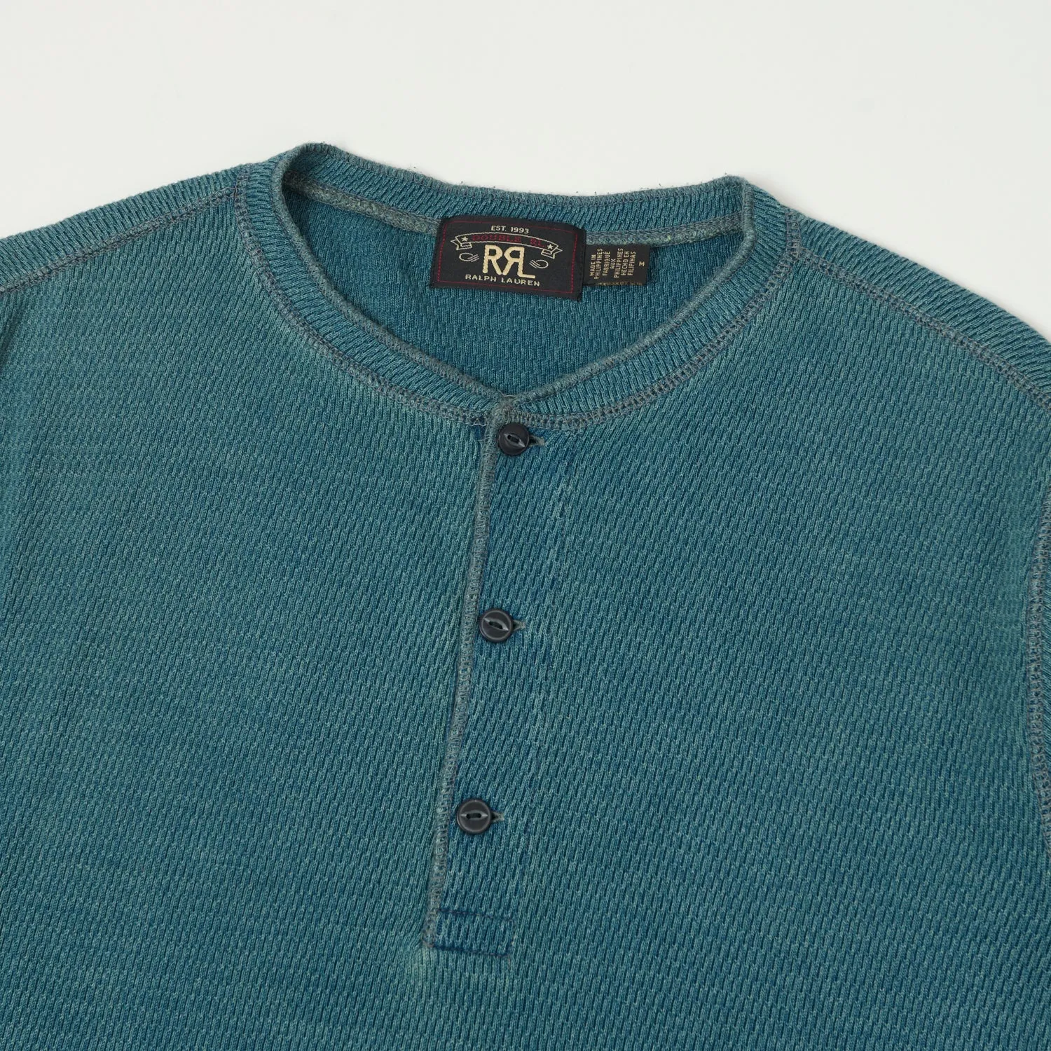 RRL Jacquard-Knit Thermal Henley - Indigo sold by Son of a Stag product image thumbnail 2