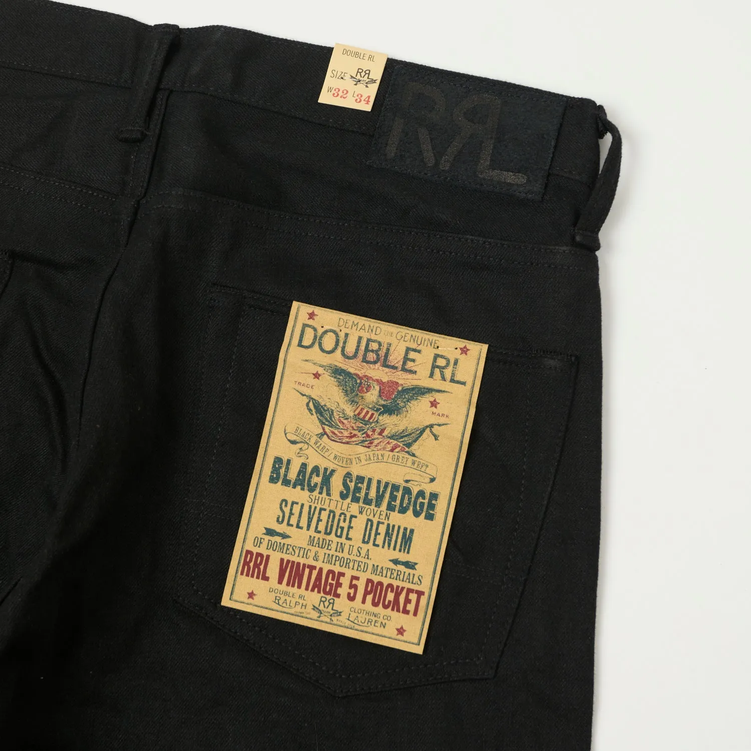 RRL 5-Pocket Selvedge Wide Straight Jean - Black Used Wash sold by Son of a Stag product image thumbnail 2