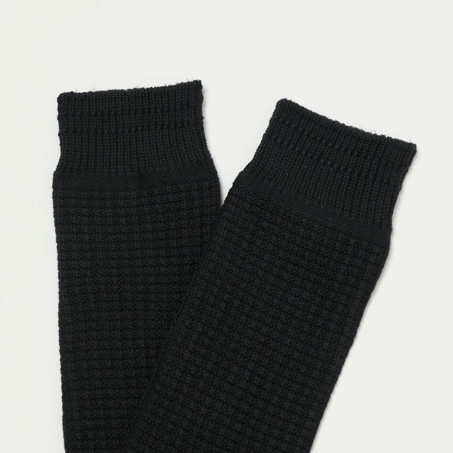 RoToTo Cotton Waffle Crew Sock - Black sold by Son of a Stag product image thumbnail 2