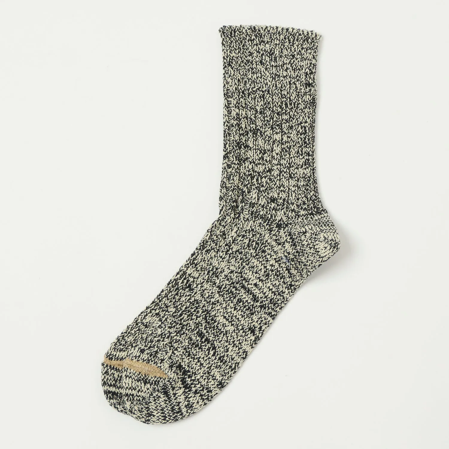 RoToTo Recycled Cotton Ribbed Crew Sock - Black/Ivory sold by Son of a Stag
