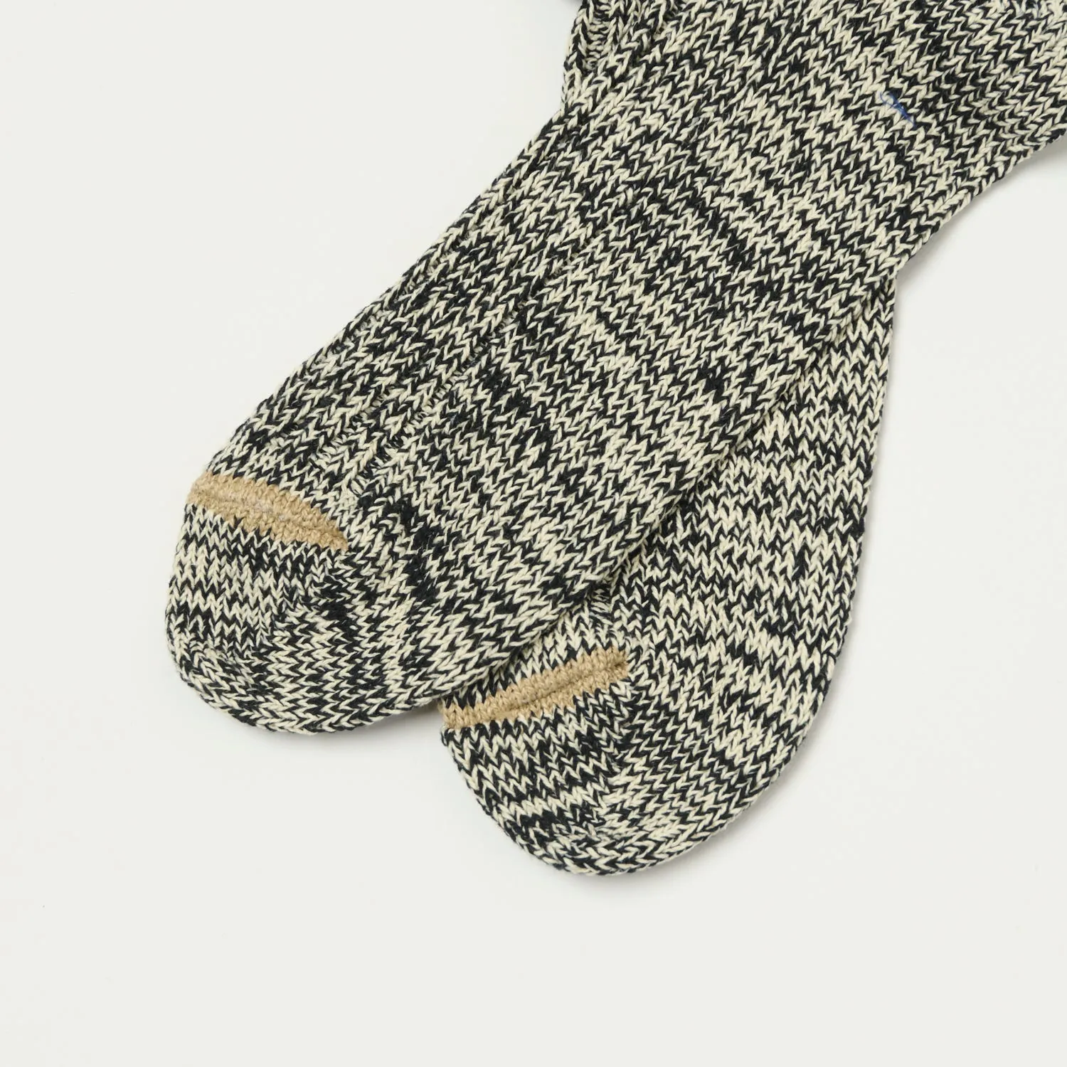RoToTo Recycled Cotton Ribbed Crew Sock - Black/Ivory sold by Son of a Stag product image thumbnail 2
