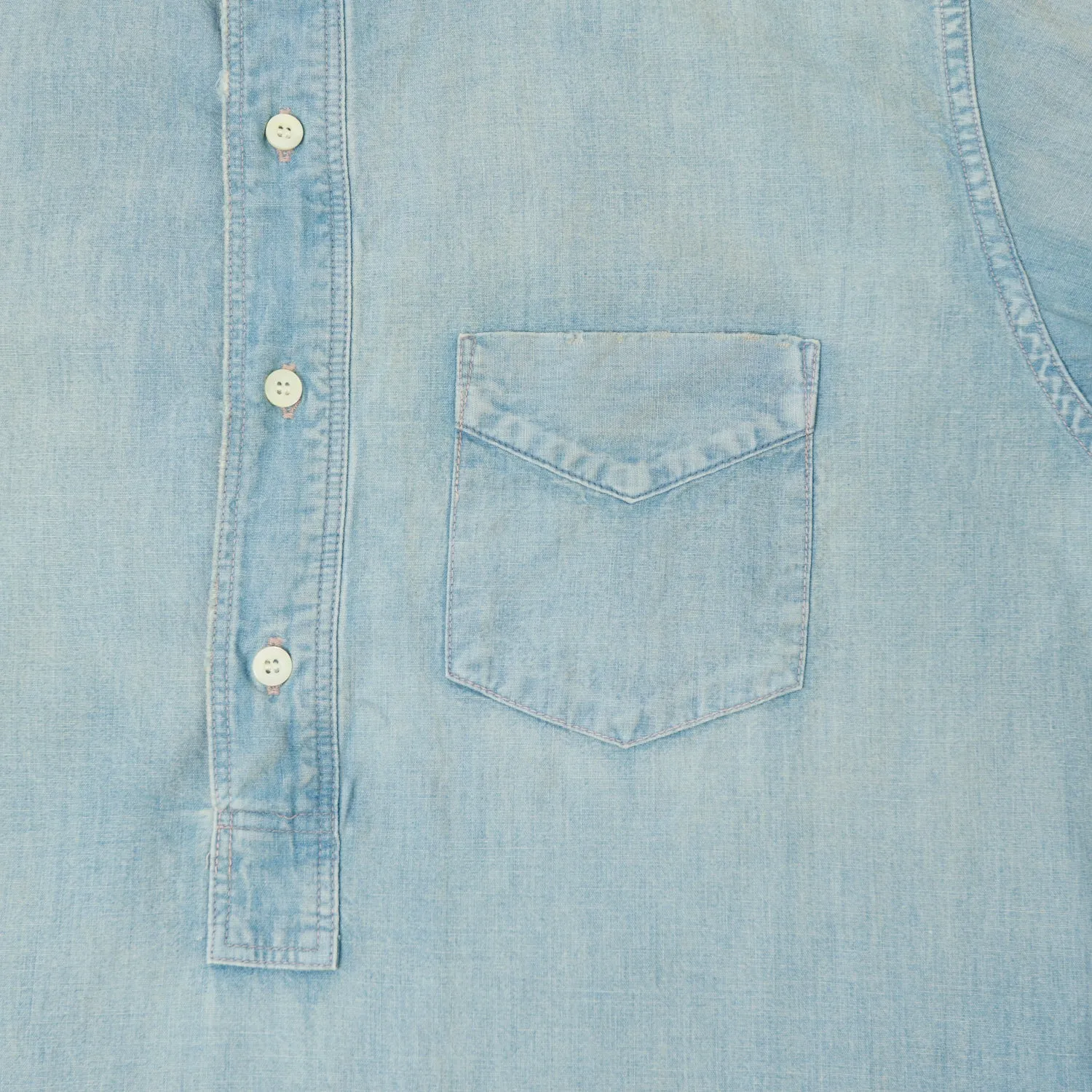 FULLCOUNT 4900 Stand Collar Pullover Chambray Shirt - Heavy Wash sold by Son of a Stag product image thumbnail 4