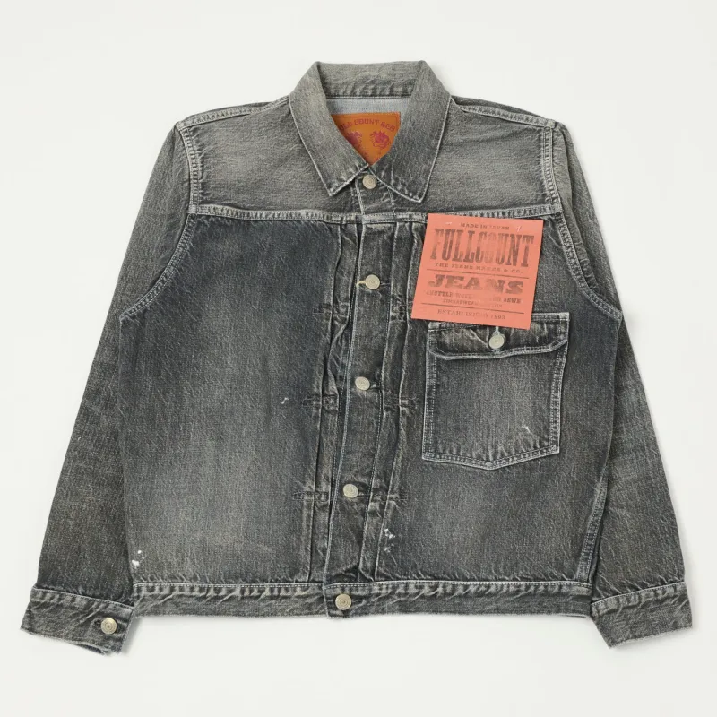 Full Count 2107 13.5oz Type I Denim Jacket - Black Splatter Dartford Wash sold by Son of a Stag