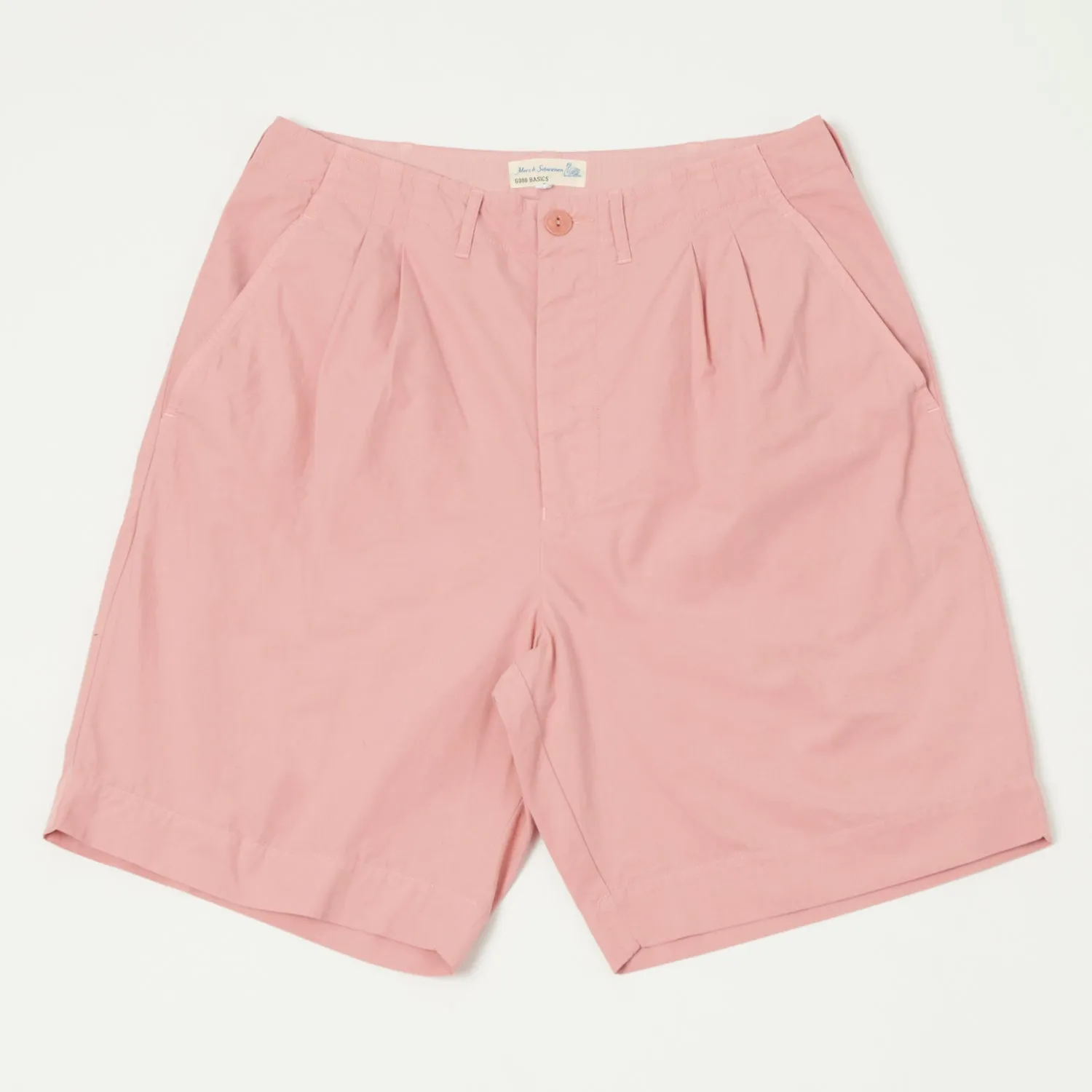 Merz b. Schwanen 'Good Basics' 5.1oz Poplin Shorts - Peach sold by Son of a Stag
