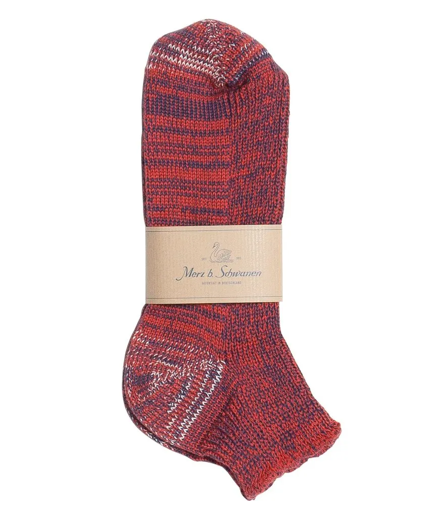 Merz b. Schwanen 274 Cotton Sneaker Sock - Navy/Red sold by Son of a Stag