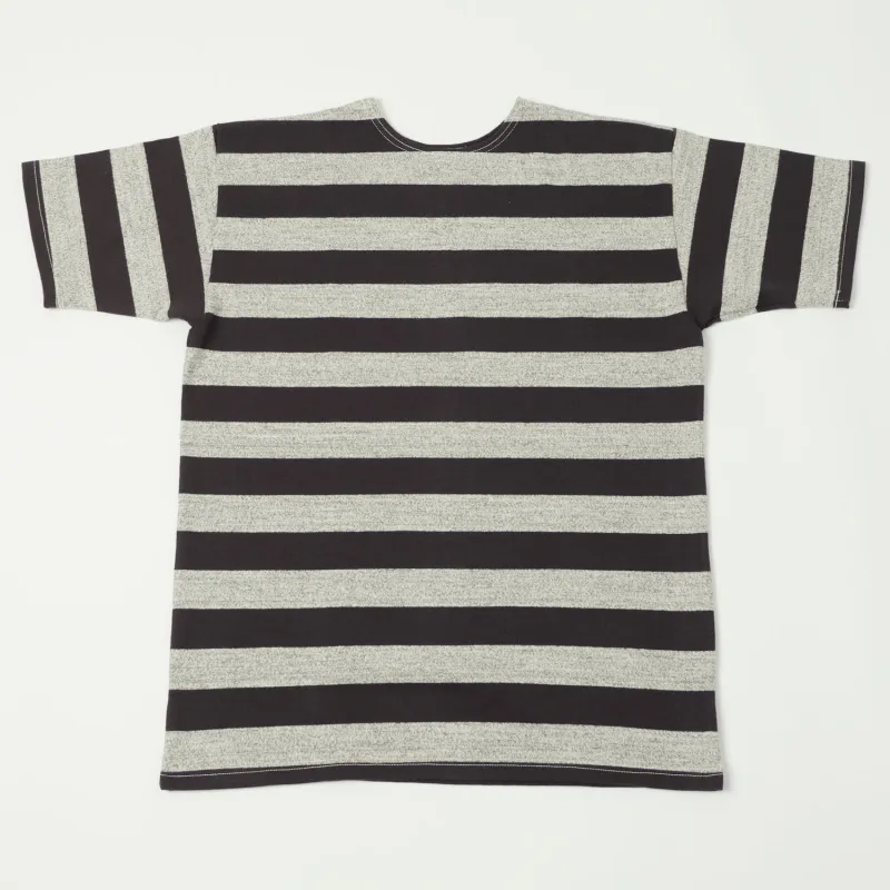 Warehouse & Co 4050 Duck Digger Border Stripe T-Shirt - Black /Heather Grey sold by Son of a Stag