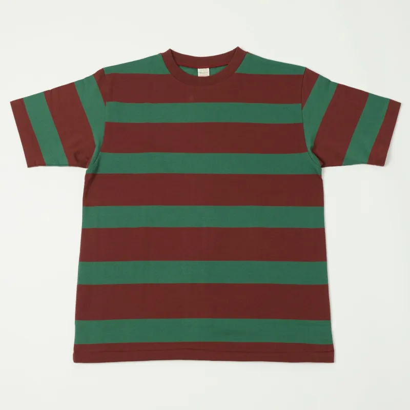 Warehouse & Co 4089 Border Stripe T-Shirt - Brown/Green sold by Son of a Stag
