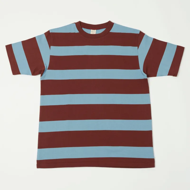 Warehouse & Co 4089 Border Stripe T-Shirt - Brown/Sax sold by Son of a Stag