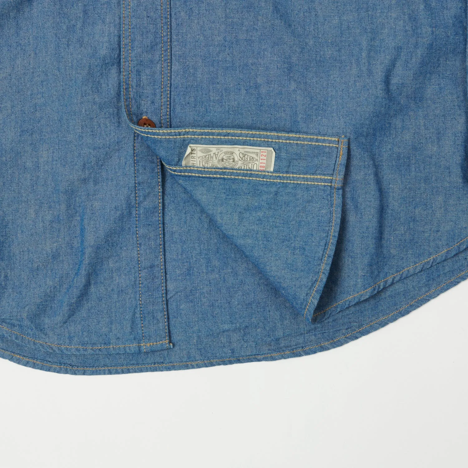 Freewheelers & Co Great Lakes 'Skid Row' Chambray Shirt - Indigo sold by Son of a Stag product image thumbnail 5