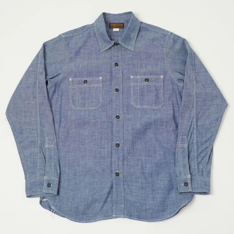 Freewheelers & Co Union Special Overalls 'Neal' Chambray Shirt - Indigo sold by Son of a Stag
