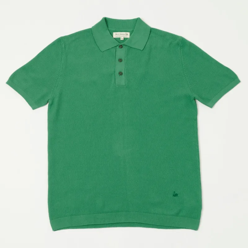 Merz b. Schwanen 'Good Basics' Plant Based Pique Polo Shirt - Grass sold by Son of a Stag
