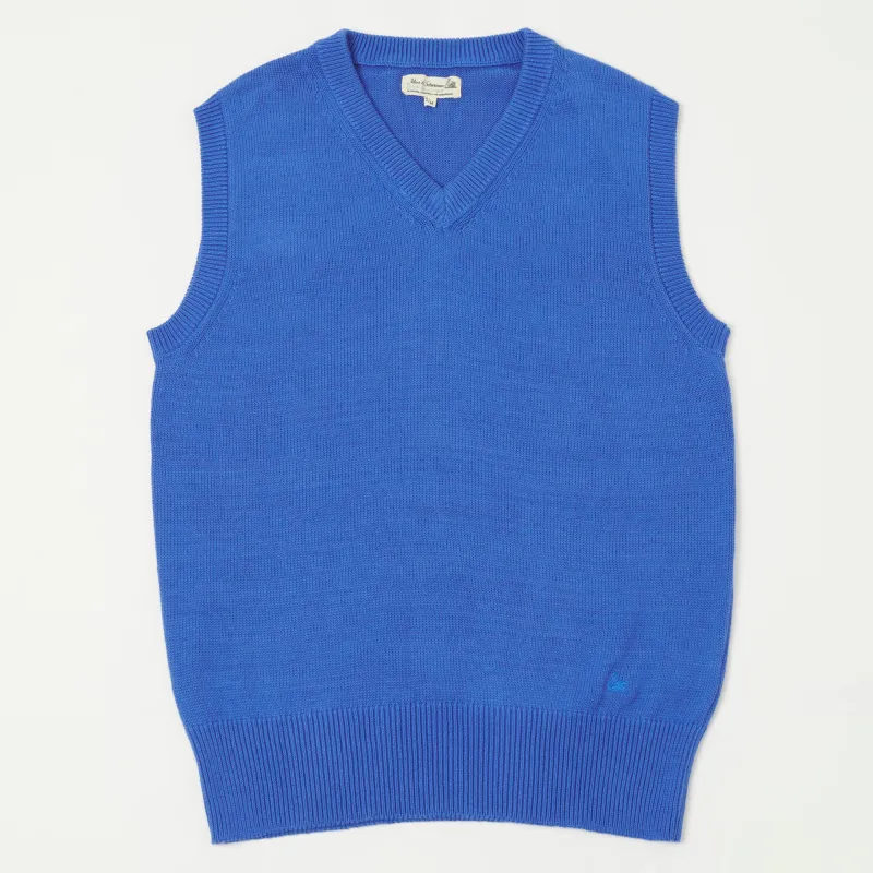Merz b. Schwanen 'Good Basics' Plant Based Sweater Vest - Washed Blue sold by Son of a Stag