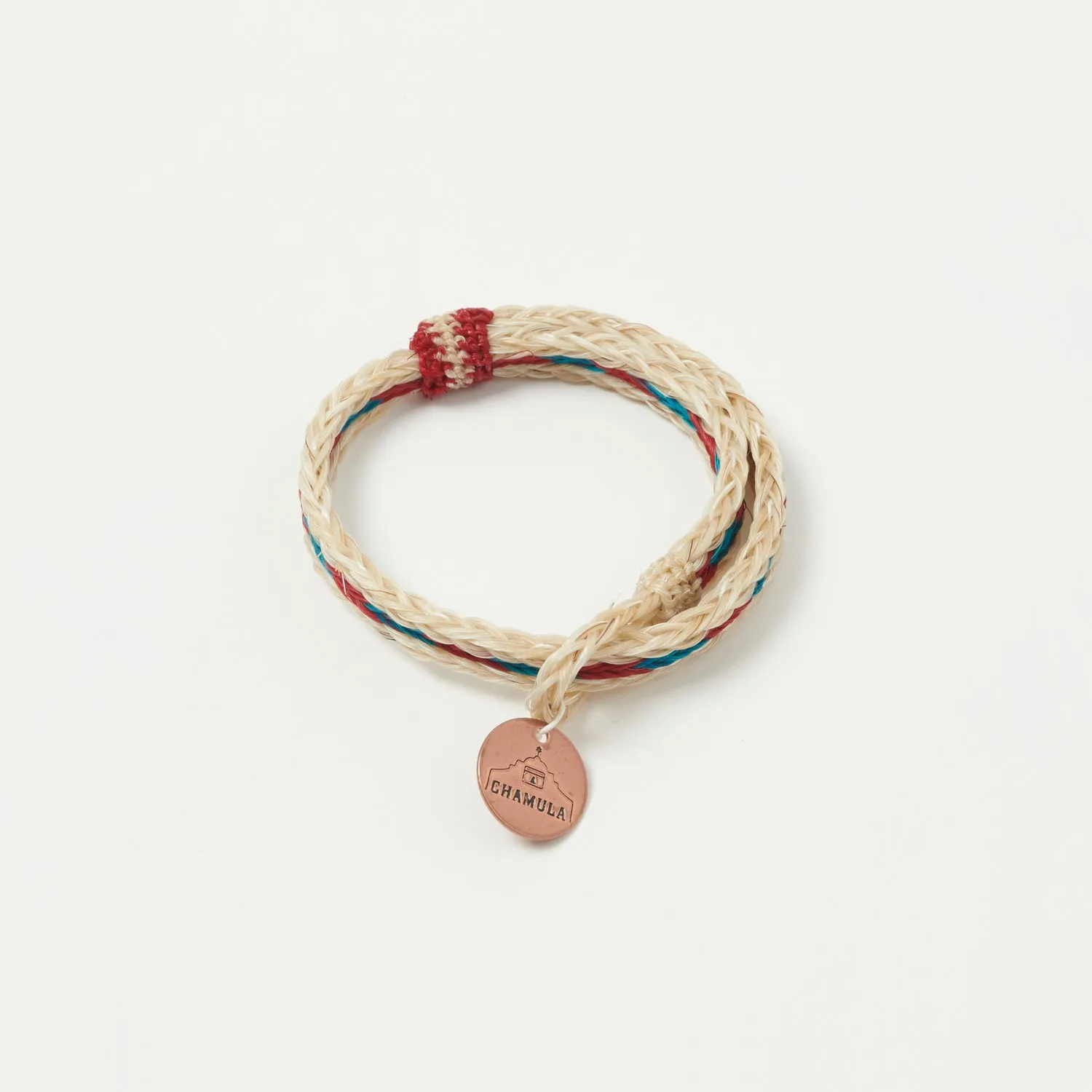 Chamula Braided Horsehair Bracelet - White/Red/Turquoise sold by Son of a Stag