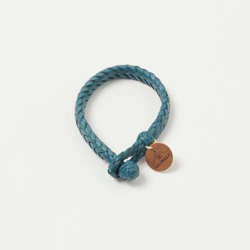 Chamula Flat Wide Woven Leather Bracelet - Indigo Blue sold by Son of a Stag