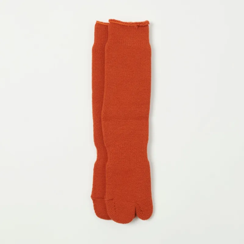Nodal Brushed Pile Tabi Sock - Orange sold by Son of a Stag