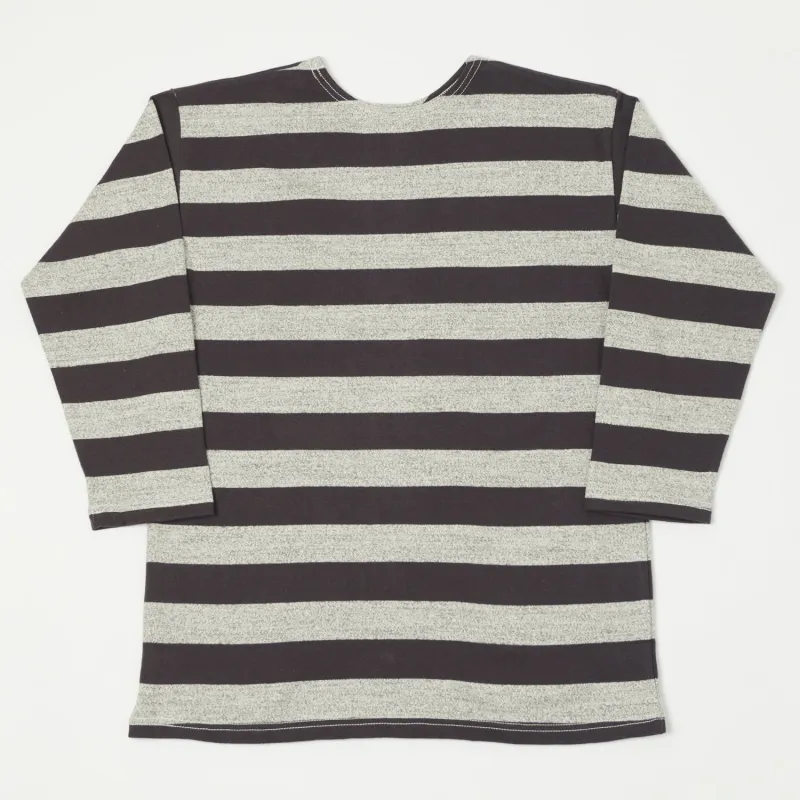 Warehouse & Co 4051 Duck Digger 3/4 Sleeve Stripe T-Shirt - Black/Heather Grey sold by Son of a Stag