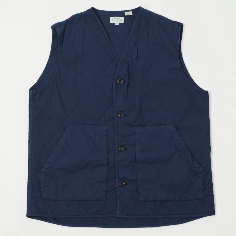 Hartford Quilted Cotton Twill Vest - Deep Blue sold by Son of a Stag