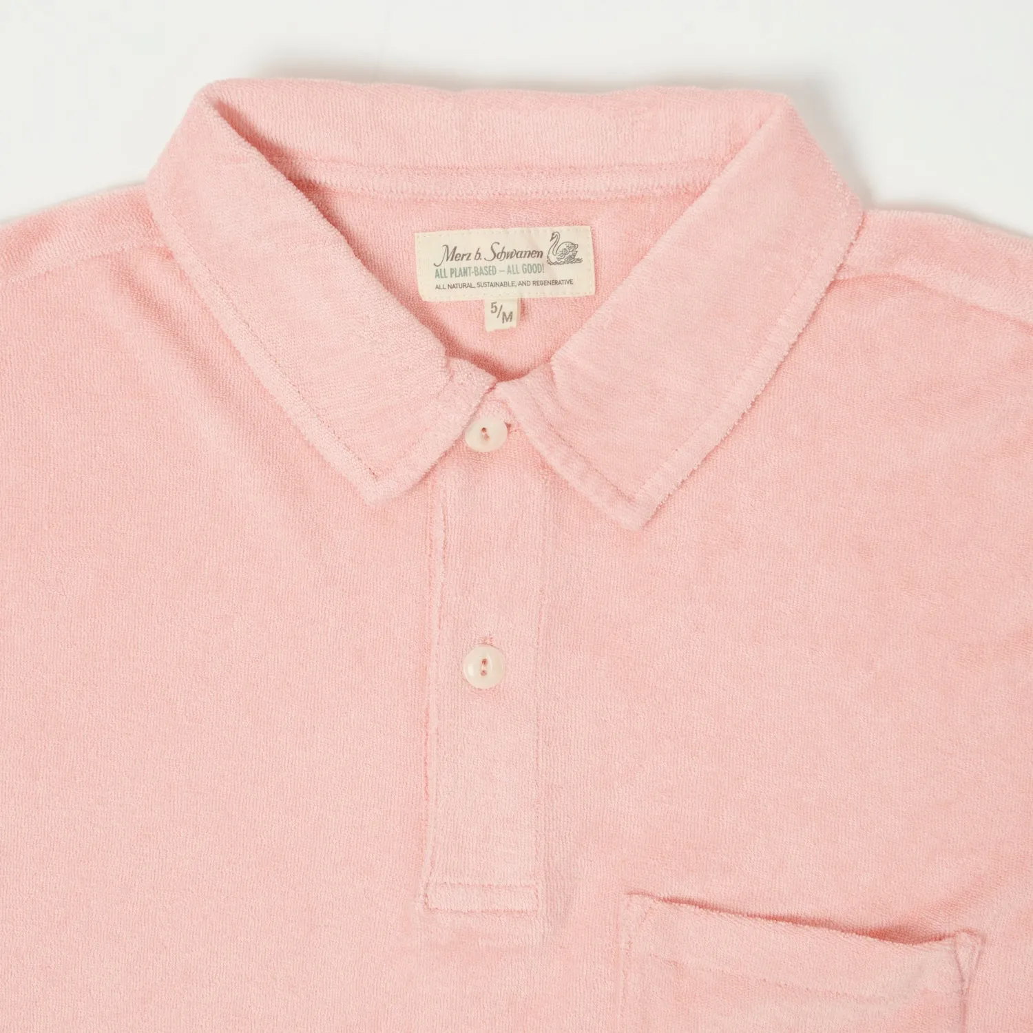 Merz b. Schwanen 'Good Basics' Plant Based Terry Polo Shirt - Peach sold by Son of a Stag product image thumbnail 5