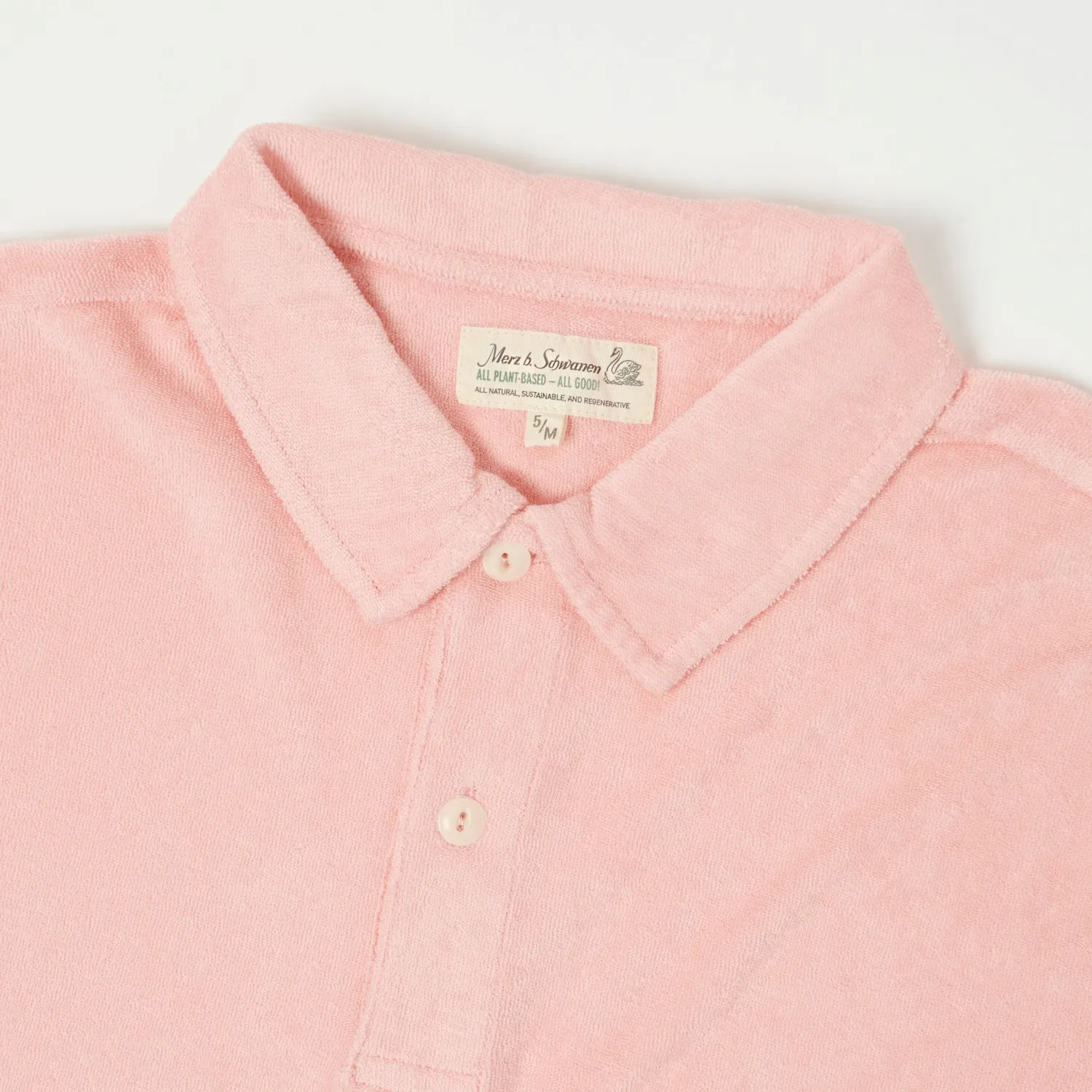 Merz b. Schwanen 'Good Basics' Plant Based Terry Polo Shirt - Peach sold by Son of a Stag product image thumbnail 2