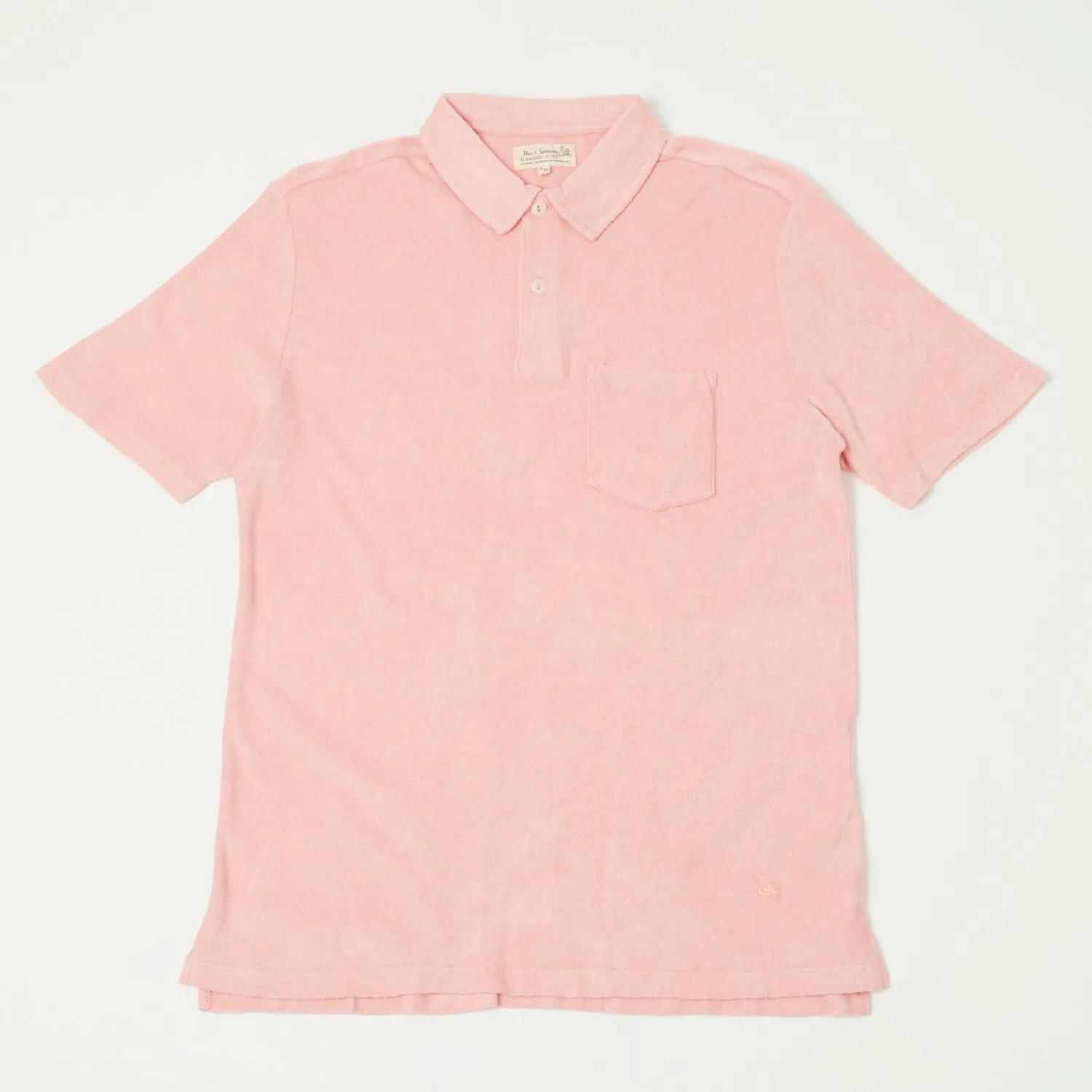 Merz b. Schwanen 'Good Basics' Plant Based Terry Polo Shirt - Peach sold by Son of a Stag