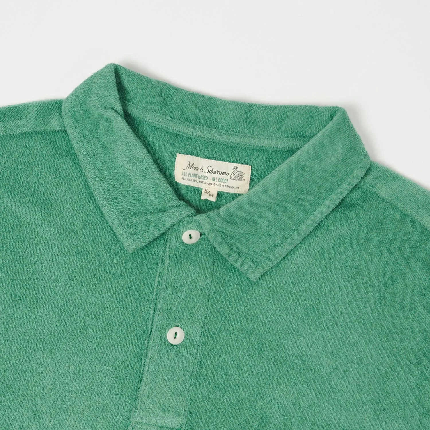 Merz b. Schwanen 'Good Basics' Plant Based Terry Polo Shirt - Grass sold by Son of a Stag product image thumbnail 2
