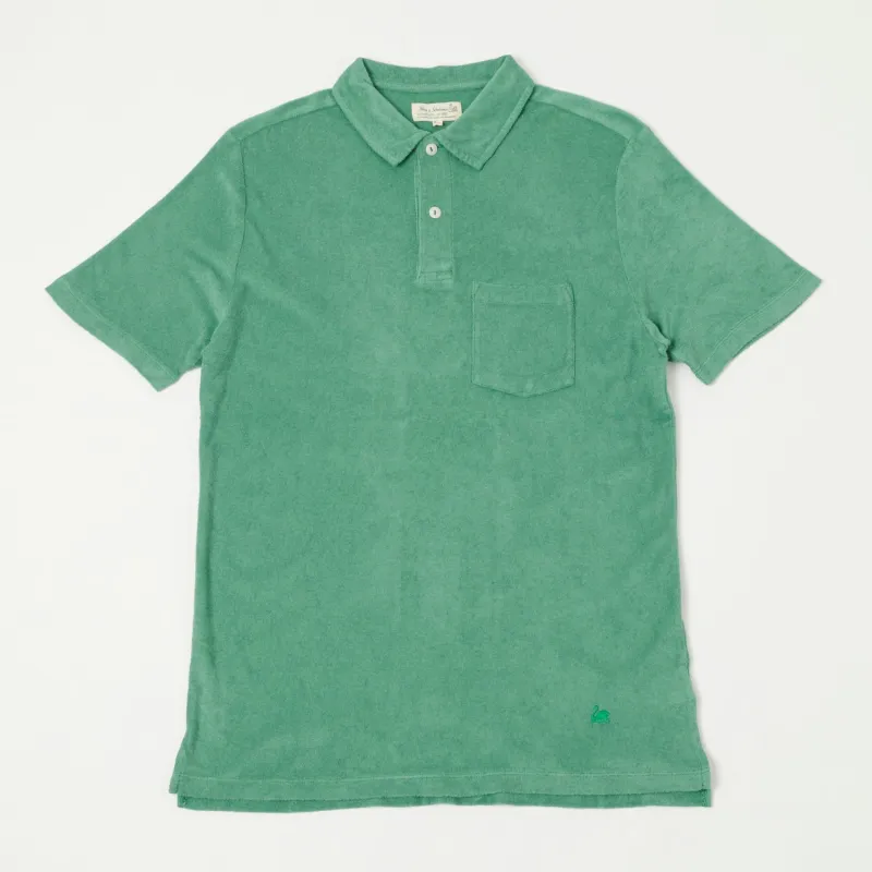 Merz b. Schwanen 'Good Basics' Plant Based Terry Polo Shirt - Grass sold by Son of a Stag