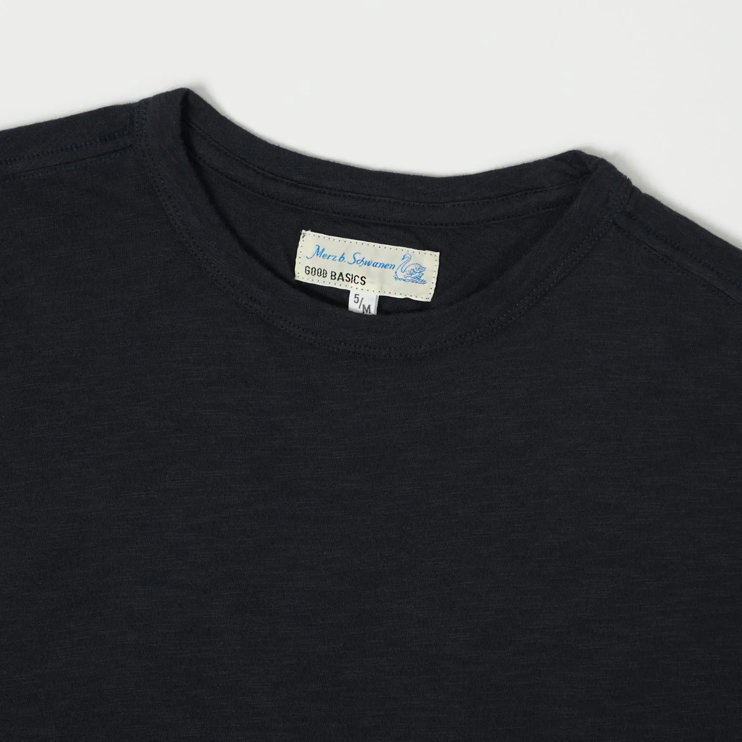 Merz b. Schwanen 'Good Basics' SCT04 Pima Slub Cotton Tee - Dark Navy sold by Son of a Stag product image thumbnail 2