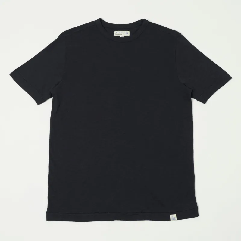 Merz b. Schwanen 'Good Basics' SCT04 Pima Slub Cotton Tee - Dark Navy sold by Son of a Stag