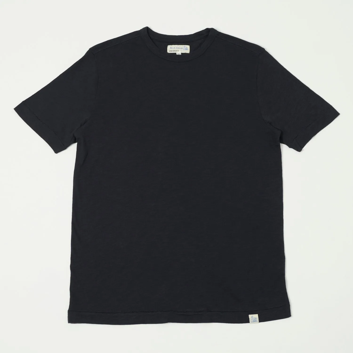 Merz b. Schwanen 'Good Basics' SCT04 Pima Slub Cotton Tee - Dark Navy sold by Son of a Stag