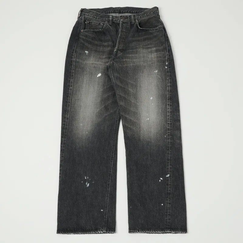 FULLCOUNT 0105 13.7oz Wide Straight Jean - Black 'Splatter Dartford' Wash sold by Son of a Stag