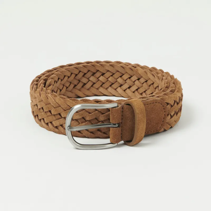 Anderson's Woven Suede 3.5cm Belt - Tan sold by Son of a Stag