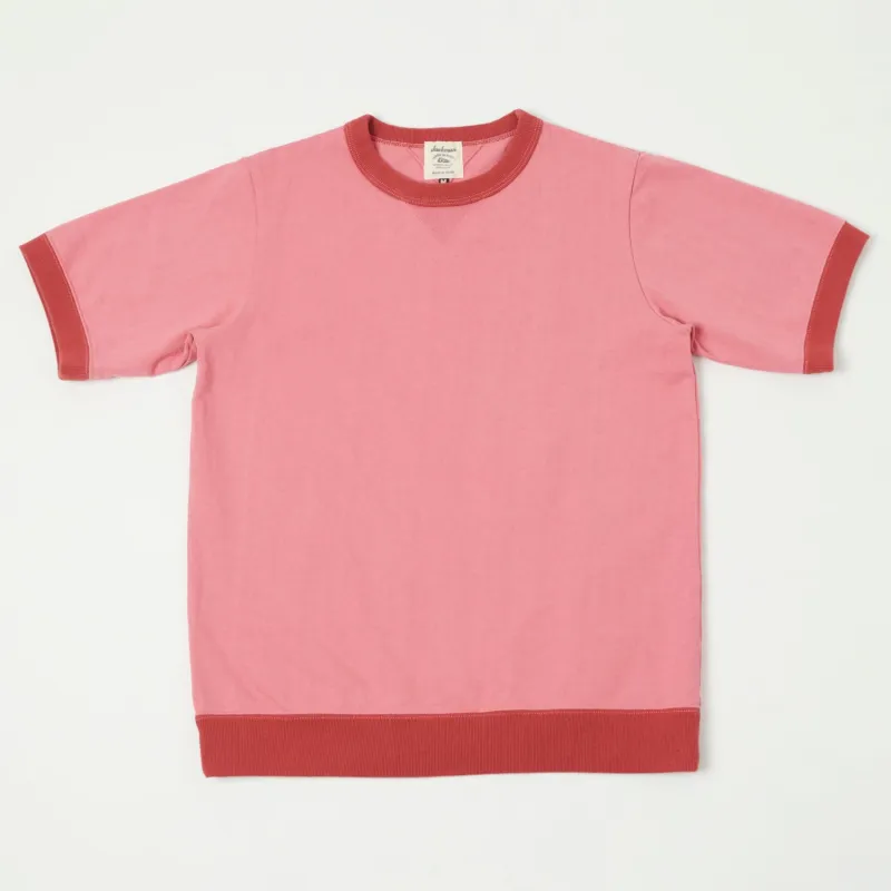 Jackman Dotsume Rib T-Shirt - Deep Pink/Tabasco sold by Son of a Stag