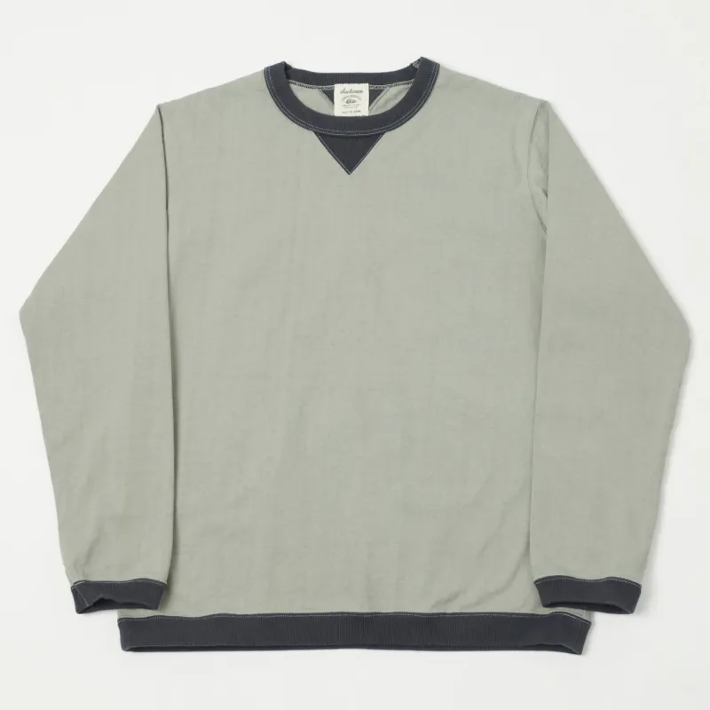 Jackman Long Sleeve Dotsume Rib T-Shirt - Dry Sage/Grey sold by Son of a Stag