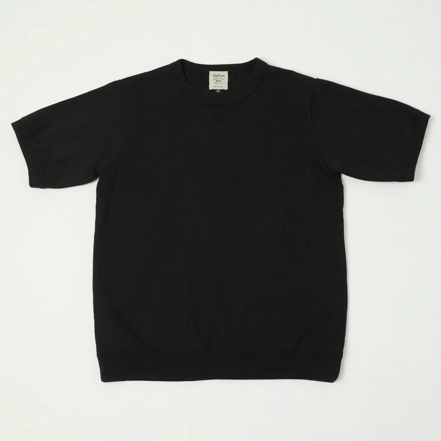 Jackman Dotsume Rib T-Shirt - Black sold by Son of a Stag