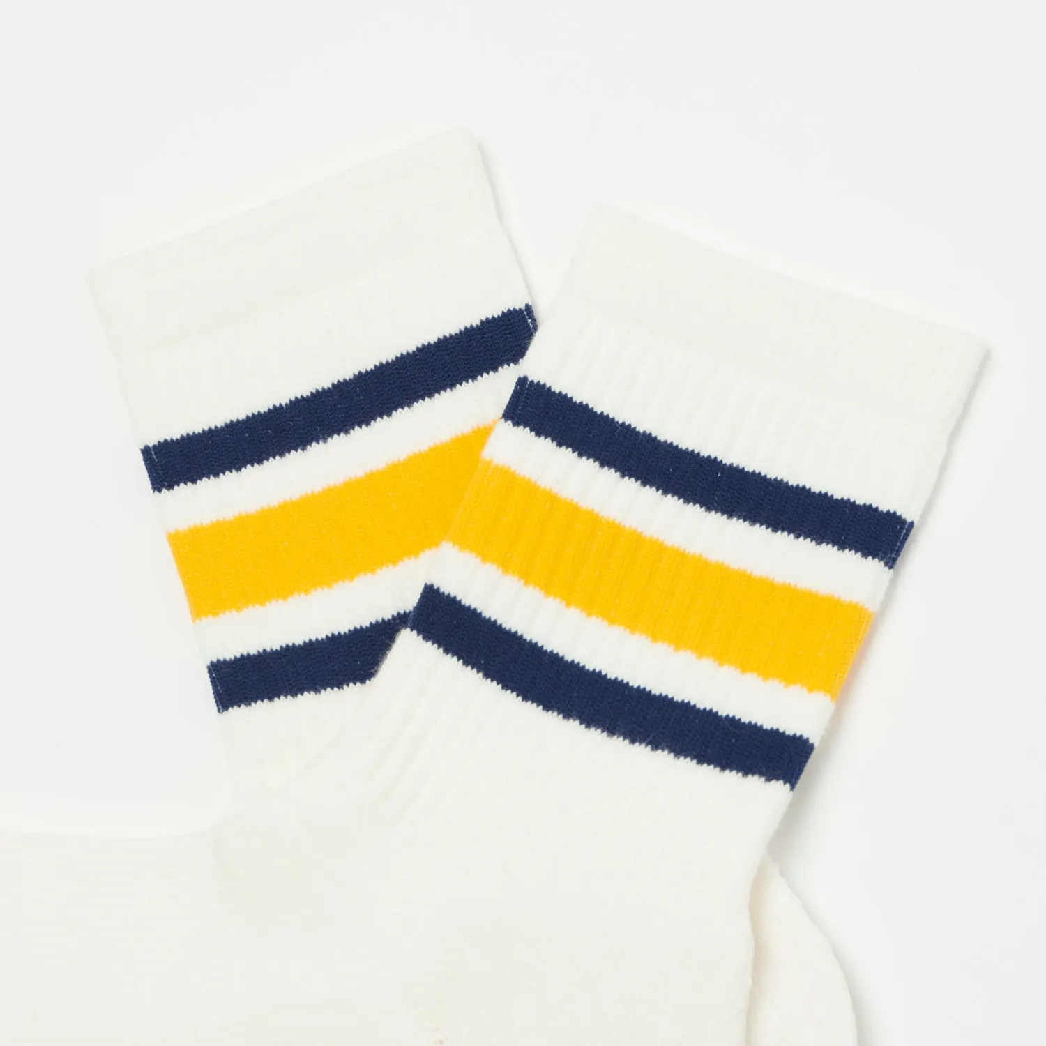 RoToTo Washi Cushion Stripe Crew Sock - Navy/Yellow sold by Son of a Stag product image thumbnail 2