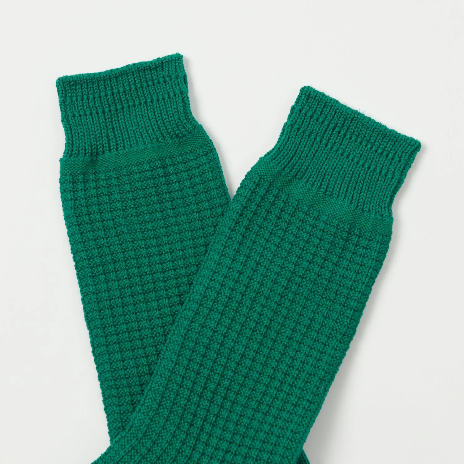 RoToTo Cotton Waffle Crew Sock - Sea Green sold by Son of a Stag product image thumbnail 2