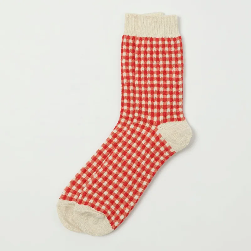 RoToTo Gingham Check Sock - Red sold by Son of a Stag