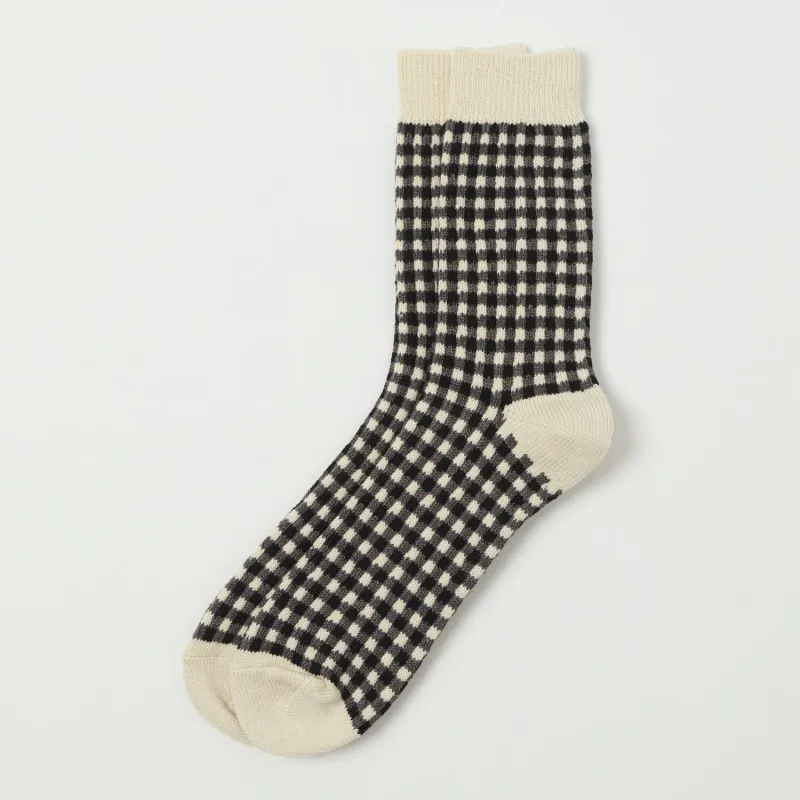 RoToTo Gingham Check Sock - Black sold by Son of a Stag