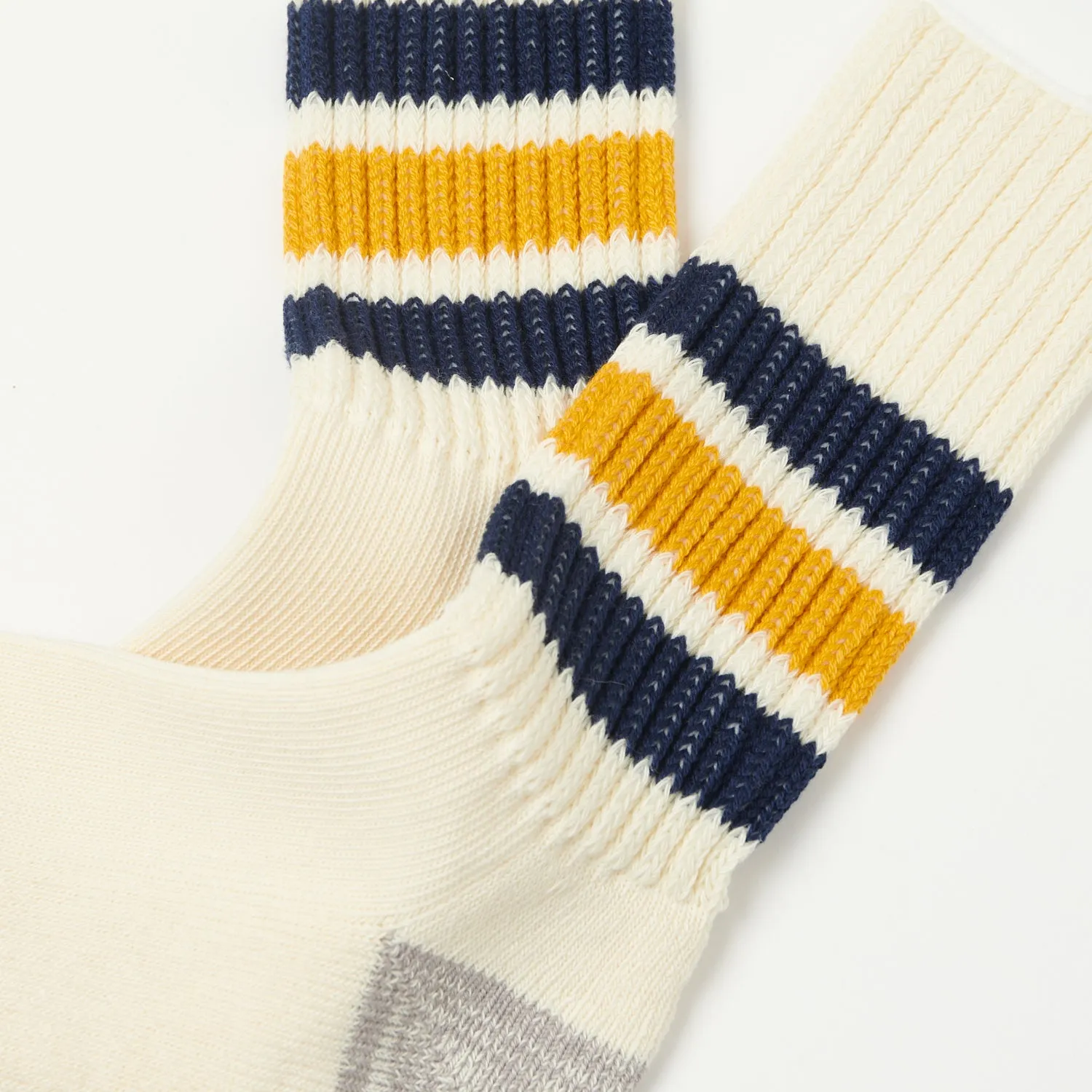 RoToTo Coarse Ribbed Oldschool Crew Sock - Navy/Yellow sold by Son of a Stag product image thumbnail 2