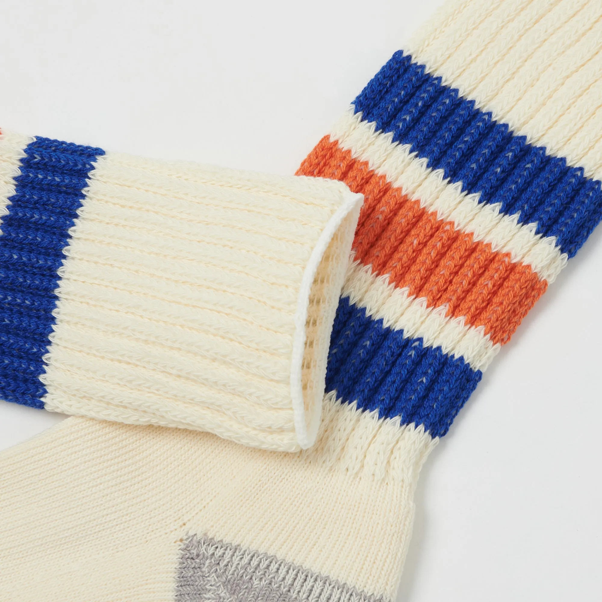 RoToTo Coarse Ribbed Oldschool Crew Sock - Blue/Orange sold by Son of a Stag product image thumbnail 2