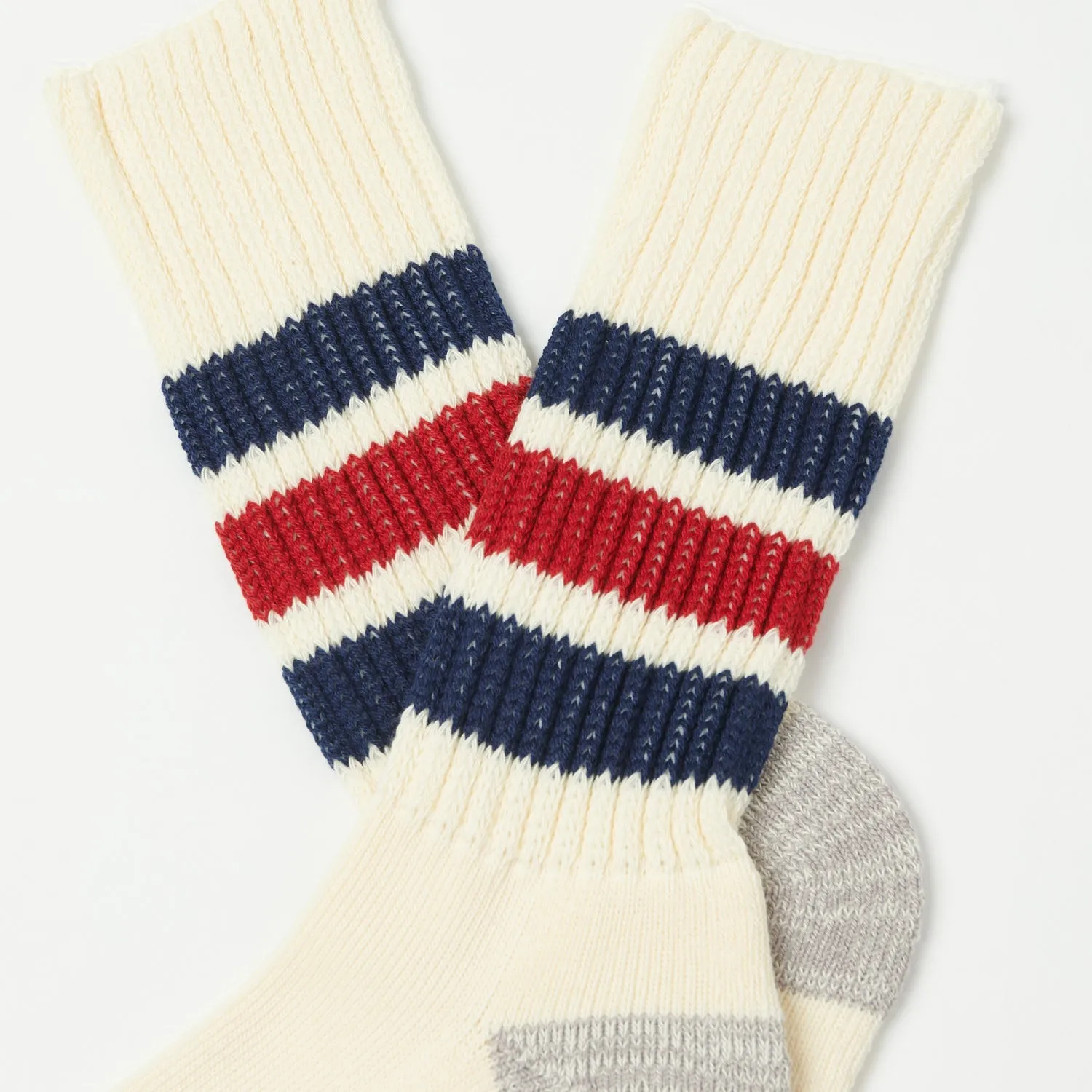 RoToTo Coarse Ribbed Oldschool Crew Sock - Navy/Dark Red sold by Son of a Stag product image thumbnail 2