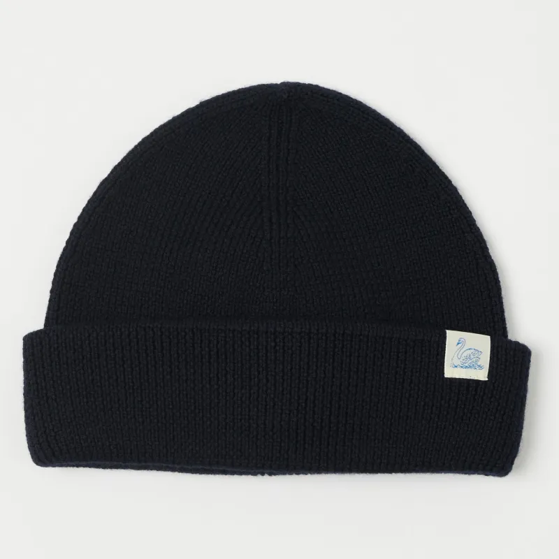 Merz b. Schwanen 'Good Basics' Classic Wool Beanie - Dark Navy sold by Son of a Stag