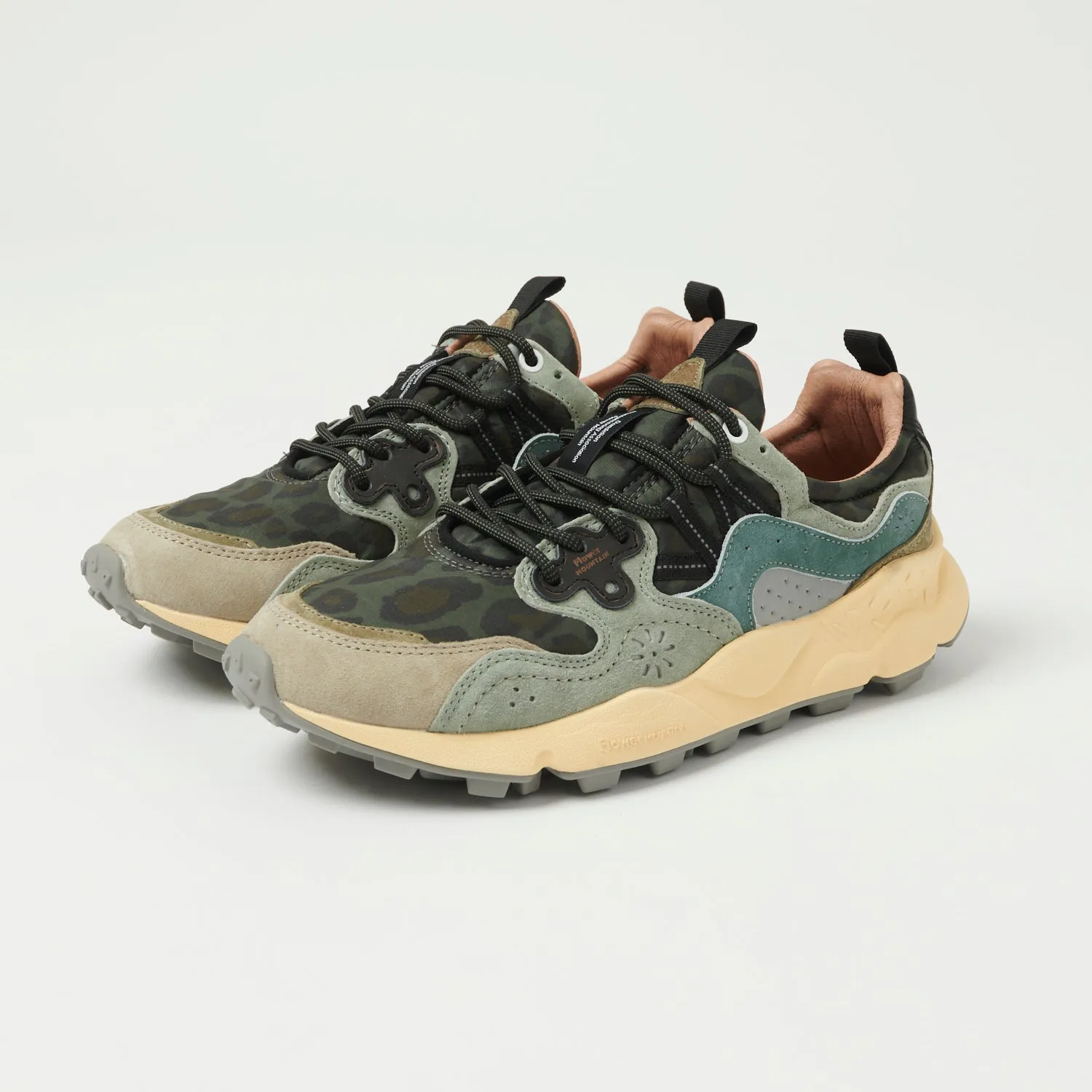 Flower Mountain Yamano 3 Suede/Nylon Sneaker - Anthracite/Green sold by Son of a Stag