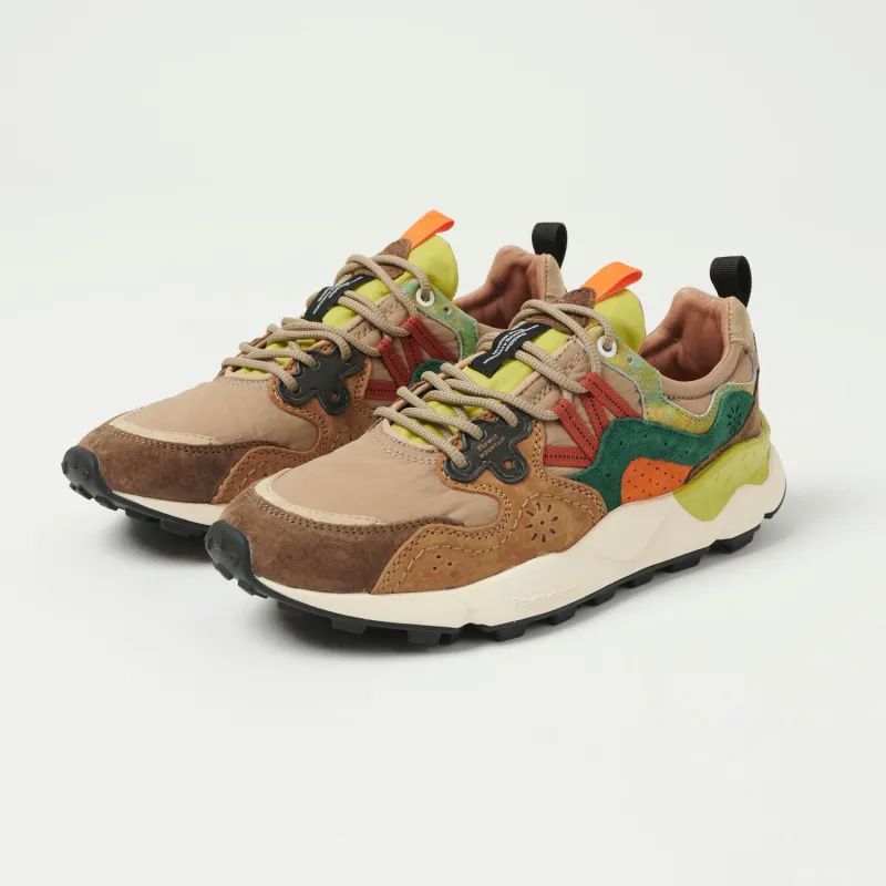 Flower Mountain Yamano 3 Suede/Nylon Sneaker - Brown-Green/Pastel sold by Son of a Stag