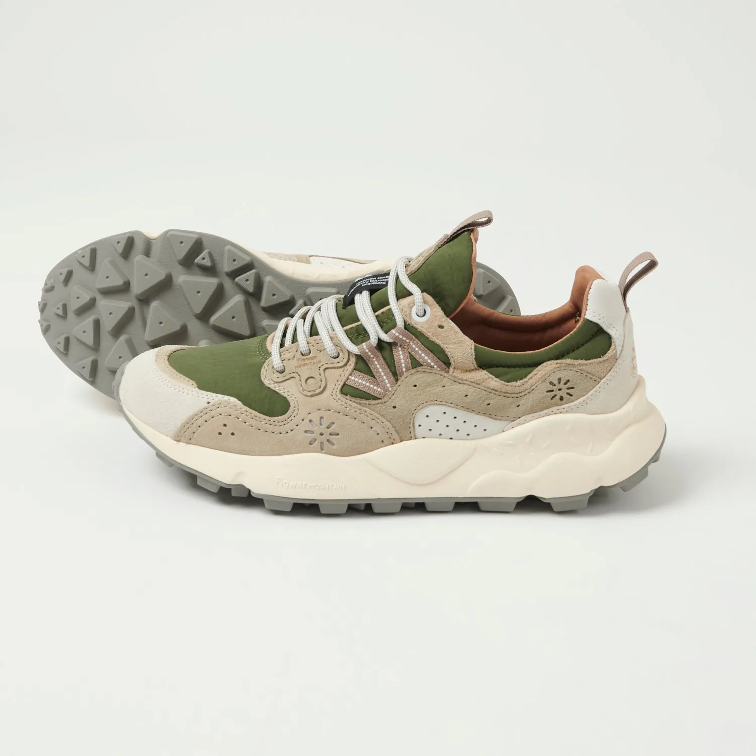 Flower Mountain Yamano 3 Suede/Nylon Sneaker - Off White/Military/Green sold by Son of a Stag product image thumbnail 2