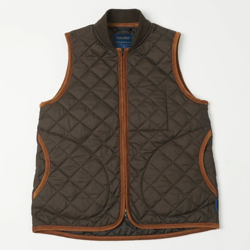 Lavenham Zip Bomber Gilet - Dark Chocolate sold by Son of a Stag