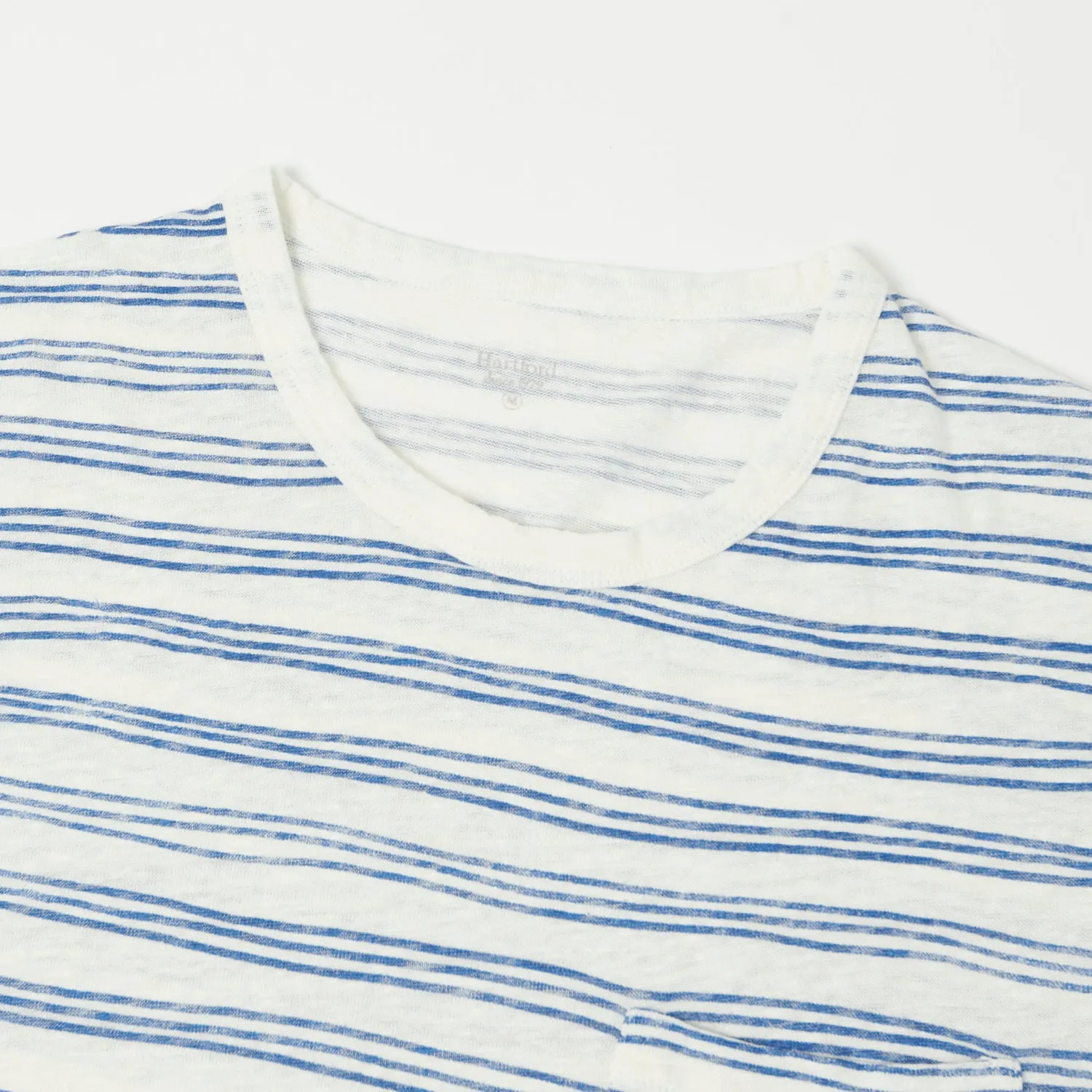 Hartford Linen Painted Stripe T-Shirt - White/Blue sold by Son of a Stag product image thumbnail 2