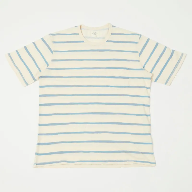 Hartford Painted Stripe T-Shirt - Ecru/Blue sold by Son of a Stag