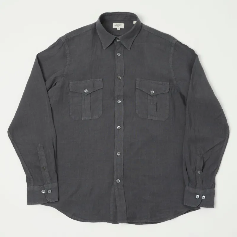 Hartford 'Patrol' Linen Shirt - Charcoal sold by Son of a Stag