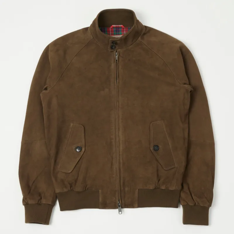 Baracuta G9 Suede Harrington Jacket - Dark Olive sold by Son of a Stag